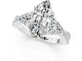 White gold Marquise Cut Moissanite  Halo Twist Band Solitaire Prong Setting Ring_25