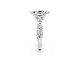 White gold Marquise Cut Moissanite  Halo Twist Band Solitaire Prong Setting Ring_26