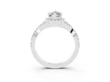 White gold Marquise Cut Moissanite  Halo Twist Band Solitaire Prong Setting Ring_27