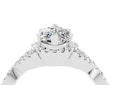 White gold Marquise Cut Moissanite  Halo Twist Band Solitaire Prong Setting Ring_28