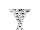 White gold Marquise Cut Moissanite  Halo Twist Band Solitaire Prong Setting Ring_29