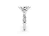 White gold Marquise Cut Moissanite Halo Twist Band Solitaire Prong Setting Ring_2