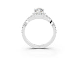 White gold Marquise Cut Moissanite Halo Twist Band Solitaire Prong Setting Ring_3