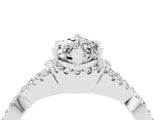 White gold Marquise Cut Moissanite Halo Twist Band Solitaire Prong Setting Ring_4