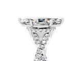 White gold Marquise Cut Moissanite Halo Twist Band Solitaire Prong Setting Ring_5
