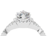 White gold Marquise Cut Moissanite  Halo Twist Band Solitaire Prong Setting Ring_58