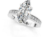 White gold Marquise Cut Moissanite Milgrain Pavé Engagement Ring with Four-Prong Setting_1