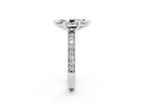 White gold Marquise Cut Moissanite Milgrain Pavé Engagement Ring with Four-Prong Setting_2