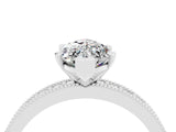 White gold Marquise Cut Moissanite Milgrain Pavé Engagement Ring with Four-Prong Setting_4