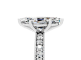White gold Marquise Cut Moissanite Milgrain Pavé Engagement Ring with Four-Prong Setting_5