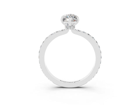 White gold Marquise Cut Moissanite Pavé Engagement Ring with Round  Accents and Prong Setting_27