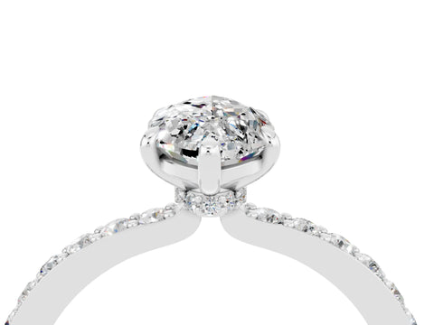 White gold Marquise Cut Moissanite Pavé Engagement Ring with Round  Accents and Prong Setting_28