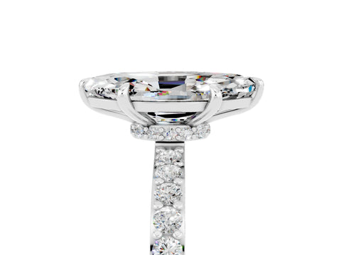 White gold Marquise Cut Moissanite Pavé Engagement Ring with Round  Accents and Prong Setting_29
