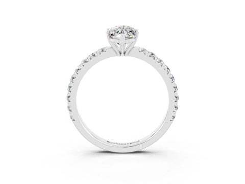 White gold Marquise Cut Moissanite Pavé Solitaire Engagement Ring with Four-Prong Setting_15