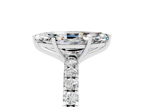 White gold Marquise Cut Moissanite Pavé Solitaire Engagement Ring with Four-Prong Setting_17