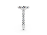 White gold Marquise Cut Moissanite Pavé Solitaire Ring with Round Band and Prong Setting_38