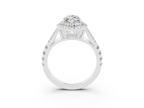 White gold Marquise Cut Moissanite Pavé Split Shank Double Halo Engagement Ring_15