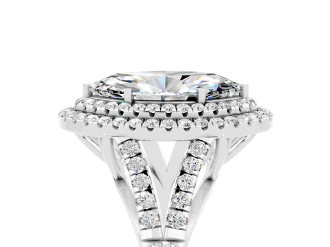 White gold Marquise Cut Moissanite Pavé Split Shank Double Halo Engagement Ring_17