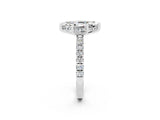 White gold Marquise Cut Moissanite Pave Band Solitaire Ring with Four-Prong Setting_26