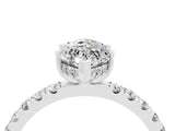 White gold Marquise Cut Moissanite Pave Band Solitaire Ring with Four-Prong Setting_28