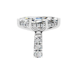 White gold Marquise Cut Moissanite Pave Band Solitaire Ring with Four-Prong Setting_29