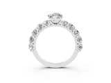 White gold Marquise Cut Moissanite Prong Setting with Side Stones on a Pave Band_3