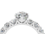 White gold Marquise Cut Moissanite Prong Setting with Side Stones on a Pave Band_4
