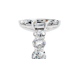 White gold Marquise Cut Moissanite Prong Setting with Side Stones on a Pave Band_5