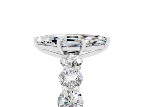 White gold Marquise Cut Moissanite Prong Setting with Side Stones on a Pave Band_5