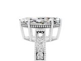 White gold Marquise Cut Moissanite Ring with Milgrain Pavé Band and Four-Prong Setting_17