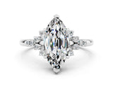White gold Marquise Cut Moissanite Ring with Side Stones and Four-Prong Setting_55