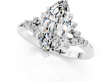 White gold Marquise Cut Moissanite Ring with Side Stones and Four-Prong Setting_56