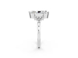 White gold Marquise Cut Moissanite Ring with Side Stones and Four-Prong Setting_57