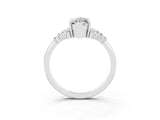 White gold Marquise Cut Moissanite Ring with Side Stones and Four-Prong Setting_58