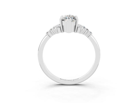 White gold Marquise Cut Moissanite Ring with Side Stones and Four-Prong Setting_63