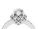 White gold Marquise Cut Moissanite Scalloped Halo Engagement Ring with Round Shared Prong Band_28