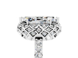 White gold Marquise Cut Moissanite Scalloped Halo Engagement Ring with Round Shared Prong Band_29