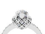 White gold Marquise Cut Moissanite Scalloped Halo Engagement Ring with Round Shared Prong Band_40