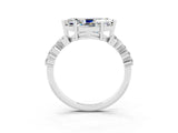 White gold Marquise Cut Moissanite Scattered Round Accent Ring with Prong Setting_27