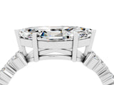 White gold Marquise Cut Moissanite Scattered Round Accent Ring with Prong Setting_28