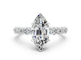 White gold Marquise Cut Moissanite Side Stone Solitaire Ring with Round  and Four-Prong Setting_48