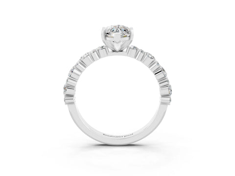 White gold Marquise Cut Moissanite Side Stone Solitaire Ring with Round  and Four-Prong Setting_51