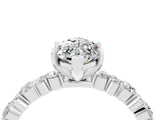 White gold Marquise Cut Moissanite Side Stone Solitaire Ring with Round  and Four-Prong Setting_52