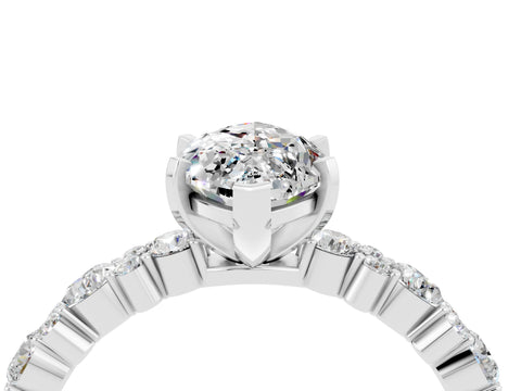 White gold Marquise Cut Moissanite Side Stone Solitaire Ring with Round  and Four-Prong Setting_52