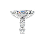 White gold Marquise Cut Moissanite Side Stone Solitaire Ring with Round  and Four-Prong Setting_53