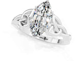 White gold Marquise Cut Moissanite Solitaire Celtic Knot Ring with Four-Prong Setting_13