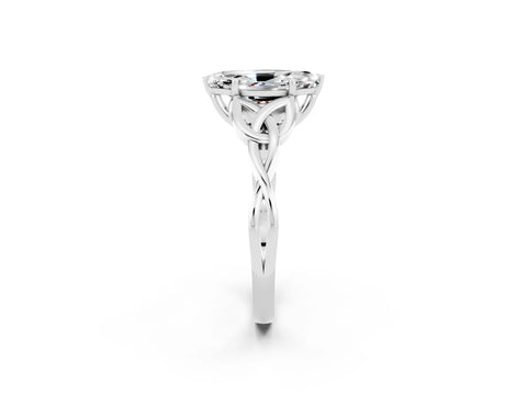 White gold Marquise Cut Moissanite Solitaire Celtic Knot Ring with Four-Prong Setting_14