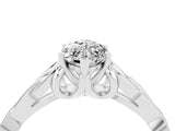White gold Marquise Cut Moissanite Solitaire Celtic Knot Ring with Four-Prong Setting_16