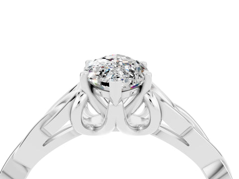 White gold Marquise Cut Moissanite Solitaire Celtic Knot Ring with Four-Prong Setting_16