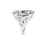 White gold Marquise Cut Moissanite Solitaire Celtic Knot Ring with Four-Prong Setting_17